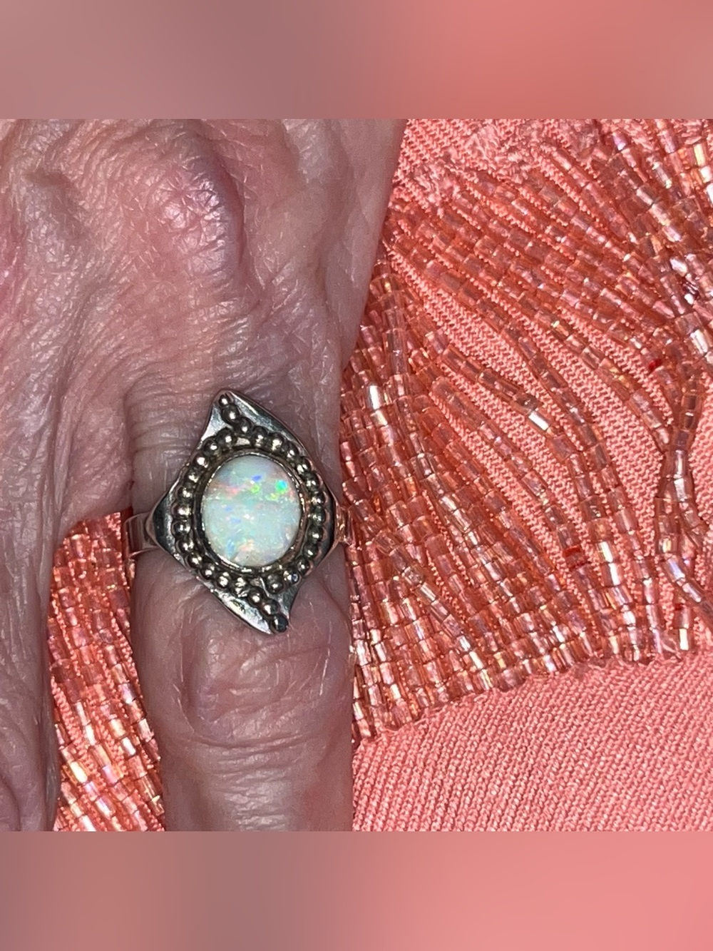 Silver Opal Ring,sz 61/2